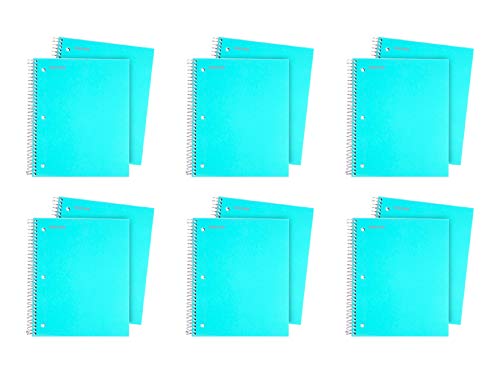 Mintra Office Durable Spiral Notebooks, 3 Subject (Teal, College Ruled 12pk)