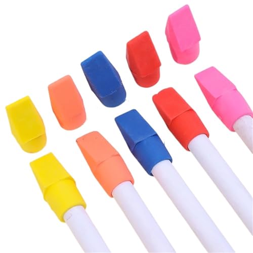 Pencil Top Eraser Caps 150 Pcs 2 in 1 Erasers Pencil Top Protector Caps Creative Chisel Shape Pen Tip Protective Cover Eraser Student Correction Supplies