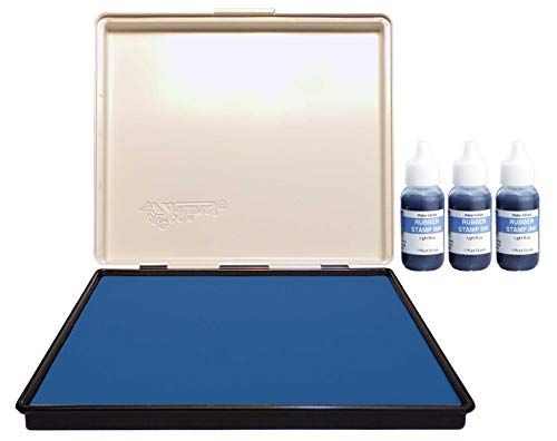 Uimprint Extra Large 8'' x 12'' Industrial Rubber Stamp Ink Pad in Metal Case, Light Blue Stamp Pad