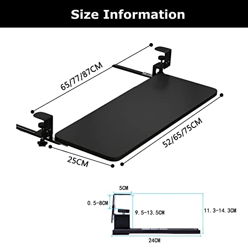Keyboard Tray Under Desk Keyboard Tray Clamp On - Under Desk Sliding Drawer Platform For Keyboard And Mouse Storage Shelves,Pull-Out Tray 52/65/75X25Cm,Ergonomic,Easy Assembly.Walnut-65*25Cm(26*10Inc