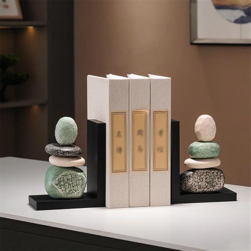 Bookends Ceramic Bookends for Shelves, Large for Heavy Books, Duty Book Stopper for CD Movies Vintage bookend