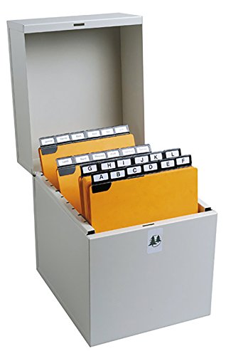 Exacompta - Ref 54718E - Vertical Guide Cards Filing Box - 235 x 178 x 210mm in Size, Suitable for A5 or 200 x 125mm Documents, Holds 500 Cards - Light Grey