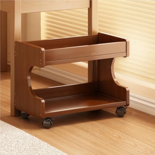 Rolling Book Cart, Mobile Bookcase with Wheels, Wooden Bookshelf, Multi-Layer Storage Rack for Bedroom, Small Space, Dormitory(19.7 * 9.8 * 17.7in)