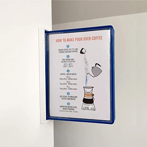 JDXQBLD Wall Mount Reference Organizer - Catalog Display Rack, 10 Panels Wall Display System, Wall Mount Display Panels, Metal Panel System, for Warehouse, Workshop, Shop, Labora,Blue