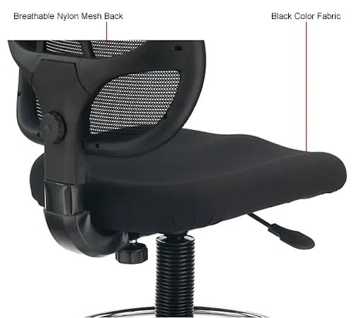 Adjustable Drafting Stool with Mesh Back – Ergonomic Office Drafting Chair with Footrest, Armrests & Height Adjustment (Black)