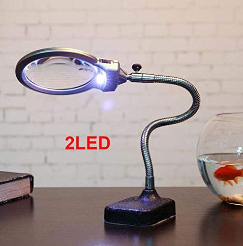 Magnifier, Desktop Magnifier Lamp with Led Light Led Magnifying Lamp Folding Magnifying Glass Desktop Lamp 2.25x 5X Magnification Adjustable Swivel Arm for Desk Workbench Task Craft