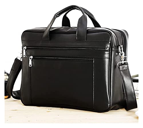 Men Expandable 17inch Laptop Bag Vintage Leather Office Handbag Large Satchel Messenger Shoulder Crossbody