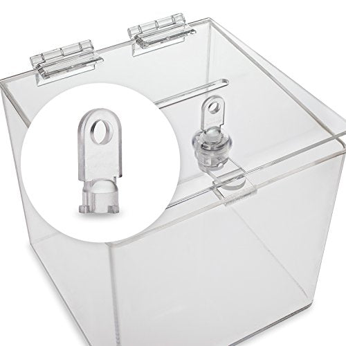 Source One Clear Cube Donation Box with Cam Lock Suggestion Registration Raffle Bin (Large 10 Inch)