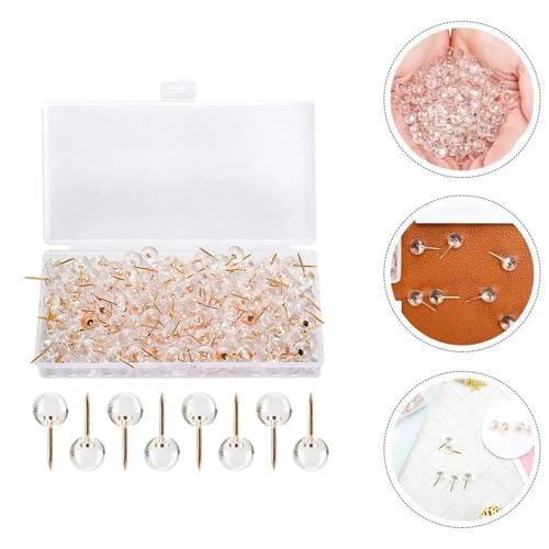 Pins 100 Pcs Transparent Pins Rose Gold Thumb Tacks Round Head Office Accessories Map Markers Daily Use Ball Shaped forBulletin Board, Maps, Posters