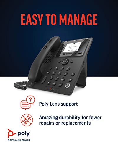 Poly CCX 350 Microsoft Teams-Integrated IP Desk Phone (Plantronics + Polycom) - Blocks Background Noise - Traditional Dial Pad Experience - Speakerphone Operation - Microsoft Teams Certified