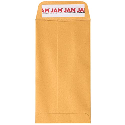 JAM PAPER #7 Coin Business Envelopes with Peel and Seal Closure - 3 1/2 x 6 1/2 - Brown Kraft Manila - Bulk 500/Carton
