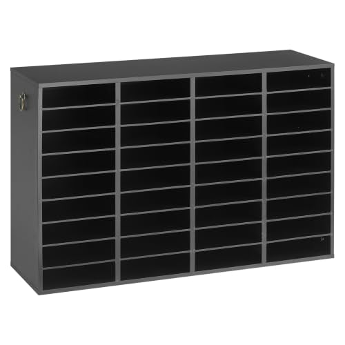 VEVOR Wood Literature Organizer 36 Compartments Office Mailboxes Black | Countertop Literature Sorter for Files Documents Papers, with Adjustable Shelves, for Office, Home, Classroom Organization