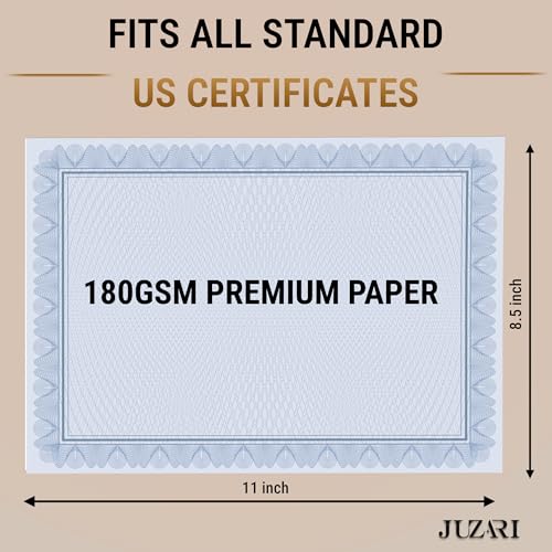 200 Certificate Paper 8.5 x 11 for Printing - Blank Certificate Papers for Award Certificates & Diploma Paper - Premium Blue Border Award Papers Cardstock for Awards & Certificates Graduation