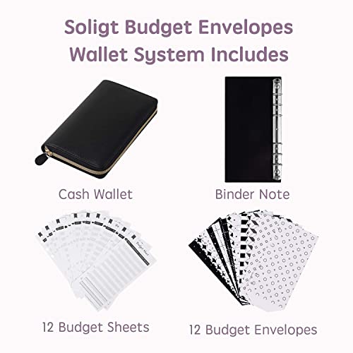 QERTYHKK All-in- Cash Budget Binder Envelope System Wallet with Envelopes, Sheets Labels, for Budgeting and Saving Money