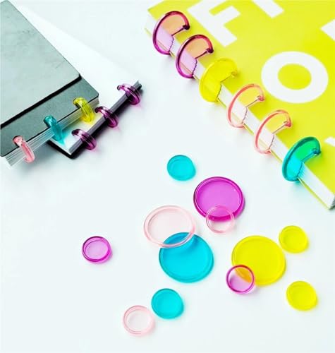 Discbound Binding Discs 48 pcs 35mm Binder Chest Mushroom Hole Discs Loose-Leaf Button Binding Buckle Planner(35mm-Colored Glitter)