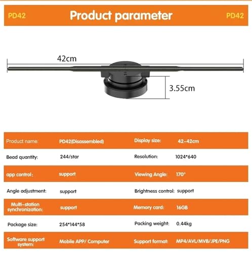 3D Hologram Fan 16.5in Projector WiFi with 244 LED Light Beads for Business Store Advertising(PD42 Standard Set)