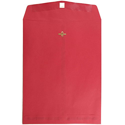 JAM PAPER 10 x 13 Open End Catalog Colored Envelopes with Clasp Closure - Red Recycled - Bulk 250/Box