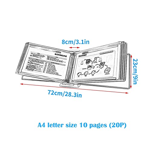 NIKAIDD Desktop Reference Organizer - Catalog Display Rack, 10-Page Double-Sided Panel Catalog Reference System, A4 Letter Size Desktop/Wall Reference System, Wall-Mounted Reference Organizer (Blue)