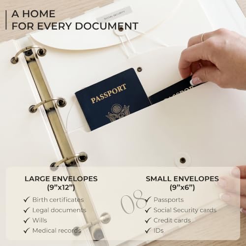 DailyDocs Document Organizer Binder for Important Papers & Passports, Oat