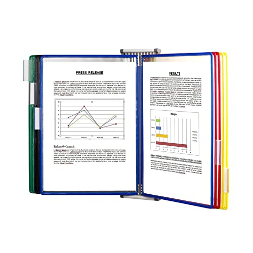 ECOLFE Wall Mounted File Holder, Catalog Display Rack, 10 Double-Sided Panels Wall Reference System - 20 Sheet Capacity Deluxe Catalog Display Racks - Letter-Size