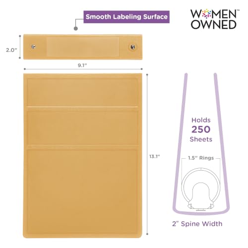 1.5" Heavy Duty Plastic Top Flip Binder, 2-Rings, Mustard, Case of 20