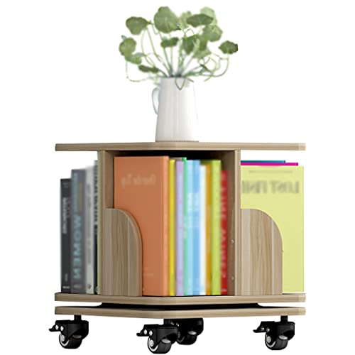 Bookshelf Book Shelves for Office 360° Rotating Small Bookcase, Multi-Layer Movable Book Rack, Student Book Organizer for Dormitory, Easy to Assemble (Color : Walnut Color, Size : 1 Layers)