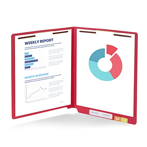 Blue Summit Supplies 50 Red End Tab Fastener File Folders, Letter Size