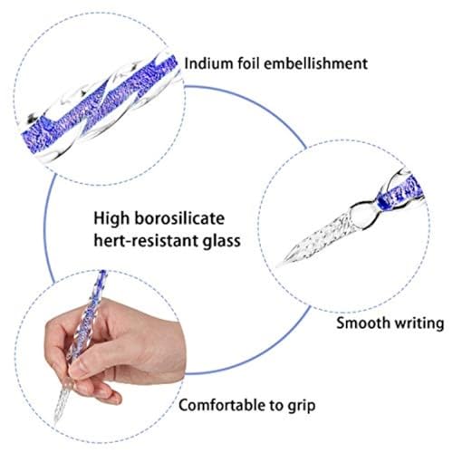 Suojim Glass Dip Pen 3Pieces Handmade Glass Dip Pen High Borosilicate Elegant Crystal for Writing Drawing Sigtures Calligraphy