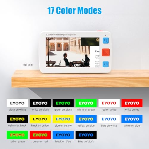 Eyoyo 5" Portable Digital Video Magnifier, 4X-32X Zoom w/Foldable Handle