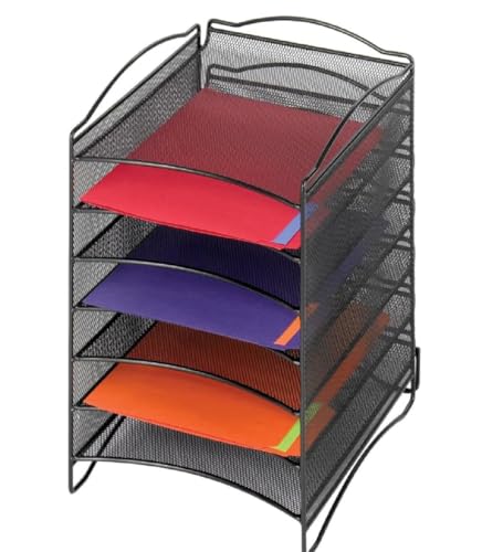 Safco Onyx Mesh Steel Literature Organizer, 6 Compartments, Black | Increase Efficiency & Convenience in Home, Office & Classrooms|Desktop or Tabletop