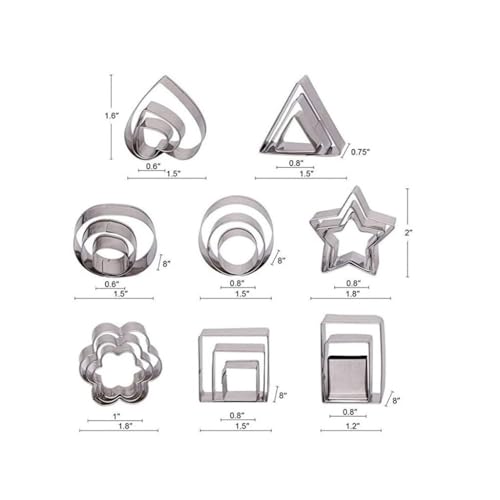 UOHLCX Polymer Clay Auxiliary Tools 37 Sets Fondant Carving Metal Geometric Molds Press Combined