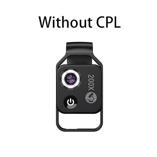 Microscope Accessories Kit 200X Digital Microscope for Phone Microscope Camera Electronic Magnifier Lens with 6 LED Lights Brightness Microscope Slides(Black Without CPL)
