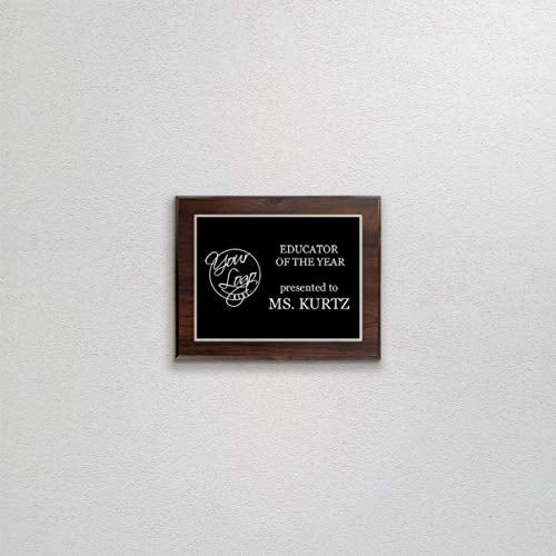 Custom Laser Engraved Award Plaque – Personalized Recognition Plaque with Black Plate & Gold or Silver Engraving – Multiple Wood Finishes – Employee, Business & Achievement Awards (8" x 10")
