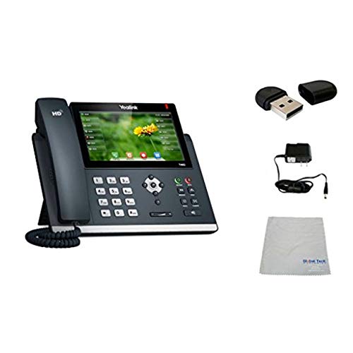 Yealink T48G SIP POE Office Phone Bundle with WiFi Dongle, Power Supply and Microfiber Cloth - Requires VoIP Service - Vonage, Ring Central, 8x8, Mitel, Cloud Services -(T48G WiFi Bundle)