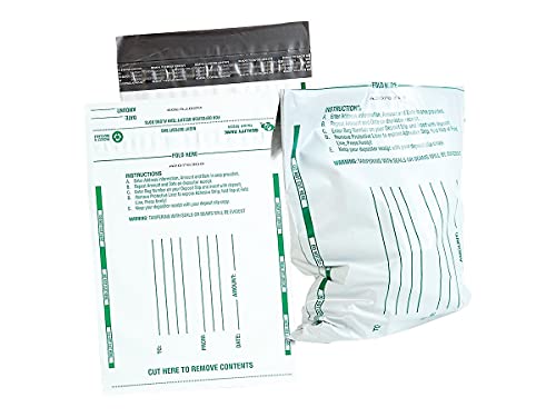 Quality Park, Cash Handling, Poly Night Deposit Bags, Pull Off Strip, White, 8.5x10.5, 100 per Box (45224)