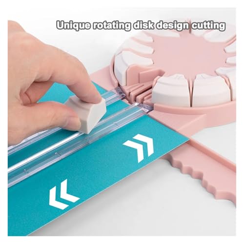 12 In 1 Rotary Paper Trimmer Multi-Functional Cutting Tool Sliding Guillotine Craft Zig Zag Trimmer For Cardstock Coupons Labels(Pink)