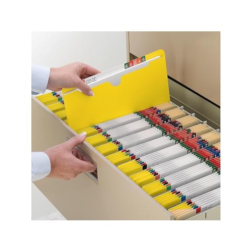 Smead File Jacket, Reinforced Straight-Cut Tab, Flat-No Expansion, Letter Size, Yellow, 100 per Box (75511)