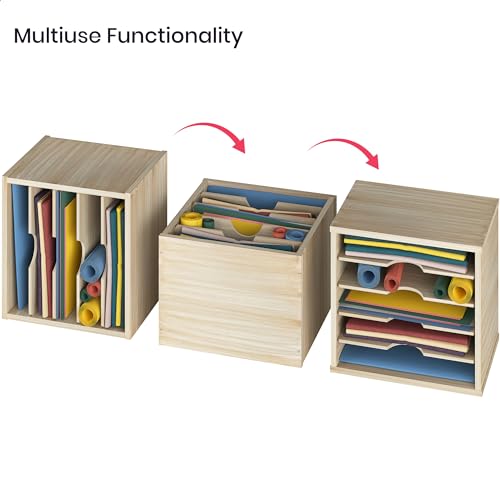 Ballucci 5-Tier File Organizer for Desk, Mail Sorter, Office Desk Organization, Paper Storage Organizers, Folder Holder for Desk, Letter Trays & Stacking Supports, Brushed Wood