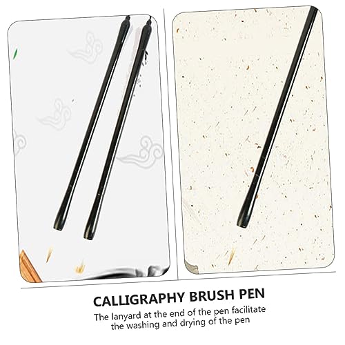 Chinese caligraphy brush, 3 Pcs Writing Brush Practical Brush Pen Ink Brush Wooden Brush Pen Calligraphy Brush Pen Chinese Calligraphy Brush Student Writing Stationary Calligraphy Pen Metal Rod(As Sho