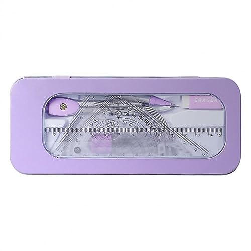 maths set protractor set7 Pieces Math Geometry Kit Set Student Supplies Geometry Set for School, Includes Ruler, Protractor, Compass, Lead Refills, Window Box and Eraser,etc Compass Set (Color : Bigbl