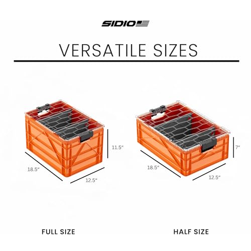 SIDIO Starter Pack, HD Stackable Storage Bins with Lids & Dividers, Orange