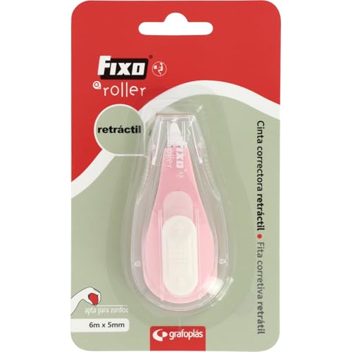 Fixo Roller - 12 Pack Retractable Left Handed Correction Tape Front Application 6m x 5mm Allows Instant Writing, Perfect School and Office Supplies for Correcting Paper Errors