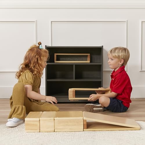 ECR4Kids Mobile Building Block Storage Cabinet, Small, Classroom Furniture, Grey Wash