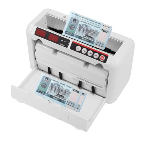 Portable Bill Counter, Money Cash Currency Counting Machine, Rechargeable UV MG Magnetic Detection, 800 Bills/Min, for Counterfeit Bills, USD, EUR, HKD