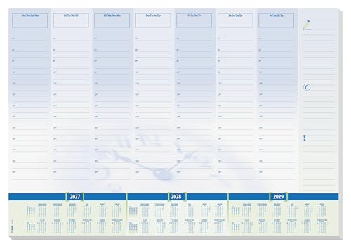 SIGEL H7350 Paper Desk Pad, Weekly Planning Design with Hourly Grid and 3-Year Calendars, A2 (59.5 x 41 cm), Blue and White, 30 Sheets