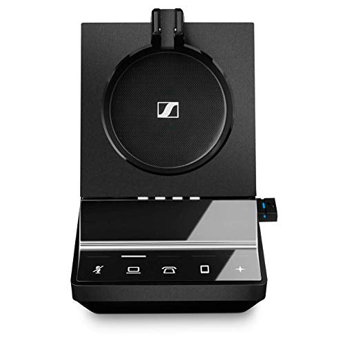 Sennheiser SDW 5066 (507024) - Double-Sided (Binaural) Wireless Dect Headset for Desk Phone Softphone/PC & Mobile Phone Connection Dual Microphone Ultra Noise Cancelling, Black