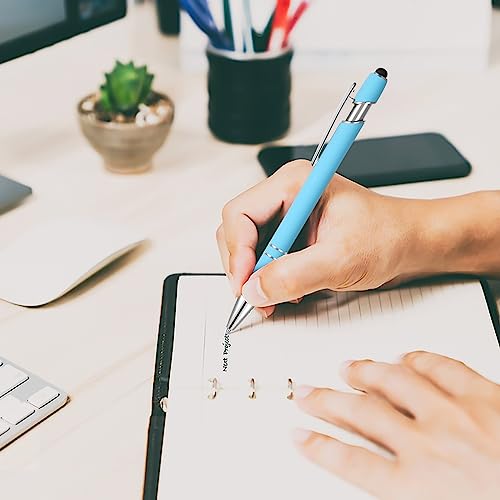 Kingluu 100 Pcs Personalized Ballpoint Pens with Stylus,Smooth Writing,Black Ink Custom Pens with Your Name Logo Message Text,Great Gift for Office Business School Graduation Anniversaries Black