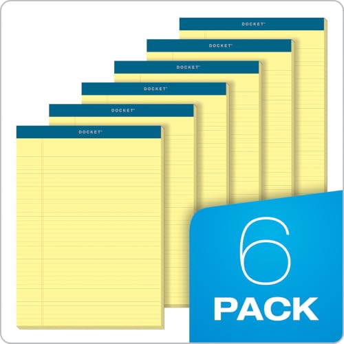 Tops Docket Yellow Legal Pads, 8.5 x 11, 100 Sheets, 6 Pack, Narrow Rule