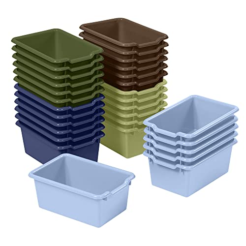 ECR4Kids Scoop Front Storage Bin, Multipurpose Organization, Earthtone, 30-Piece