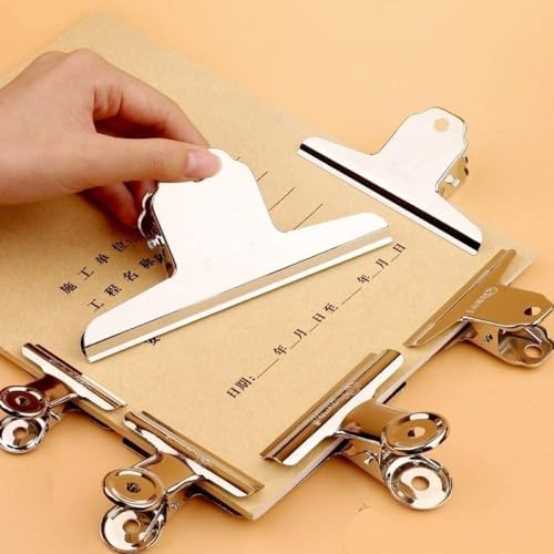 HANLIMAN Stationery Clip Binder Clips,Paper Stationary Clamps,Metal Bulldog Clips, Extra Large Bulldog Clips, Metal Stainless Steel Hinge Clip Folder Binder 145mm (Color : 145mm*12pcs)